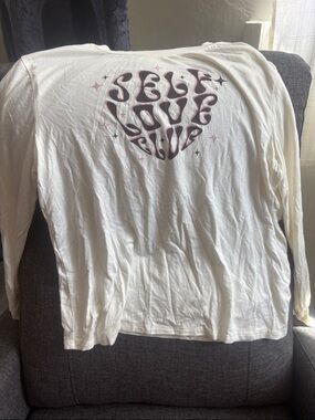 Self Love Club Graphic Long Sleeve Kids Top - White